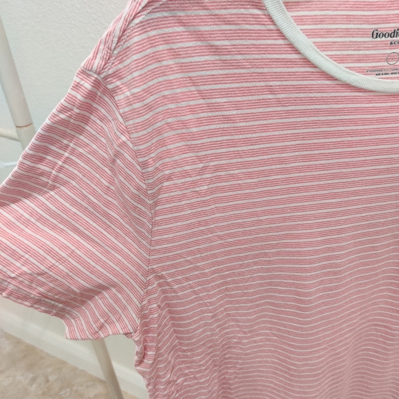 Goodfellow Striped Red White T Shirt with Contrast Collar - Picture 2 of 6